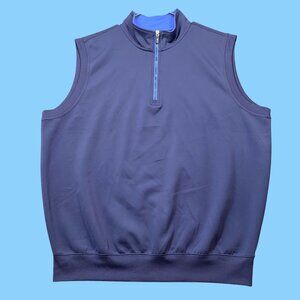 F&G Tech Mens Navy Sleeveless Quarter-Zip Performance Vest SZ XL Golf Pullover